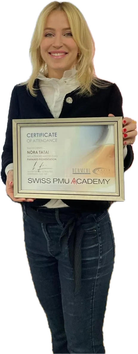 Nora Tatai, zertifizierte Permanent-Make-up-Artistin, mit Zertifikat der Swiss PMU Academy